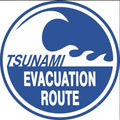 Tsunami Evacuation Route Aluminum Round 11.75” Diameter Sign