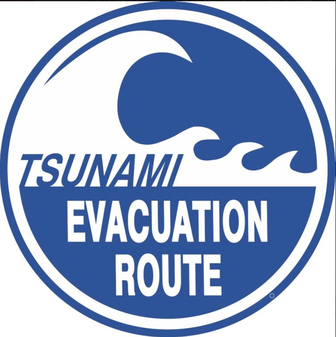 Tsunami Evacuation Route Aluminum Round 11.75” Diameter Sign