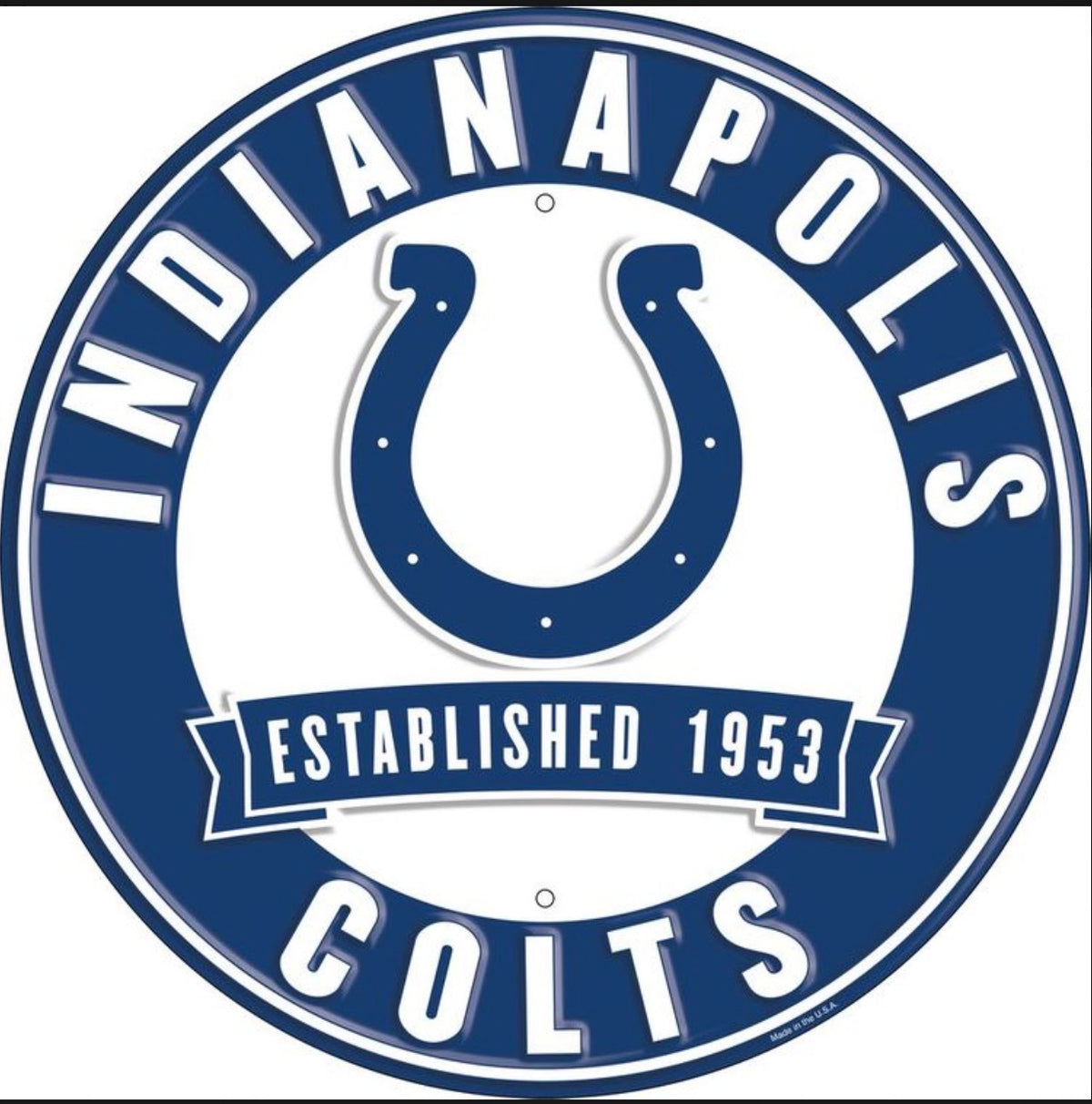 Indianapolis Colts 12” Aluminum Round Wall Sign