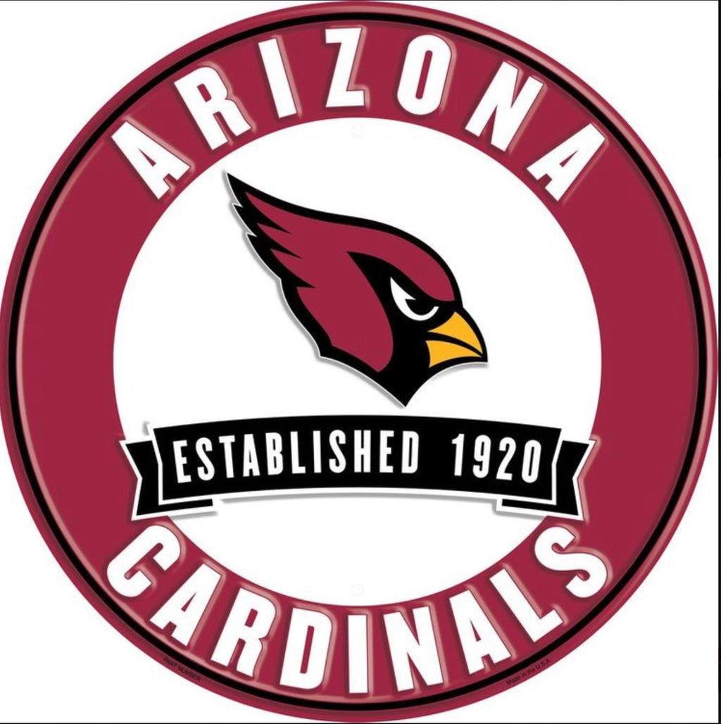 The Arizona Cardinals 12” Round Embossed Aluminum Wall Sign