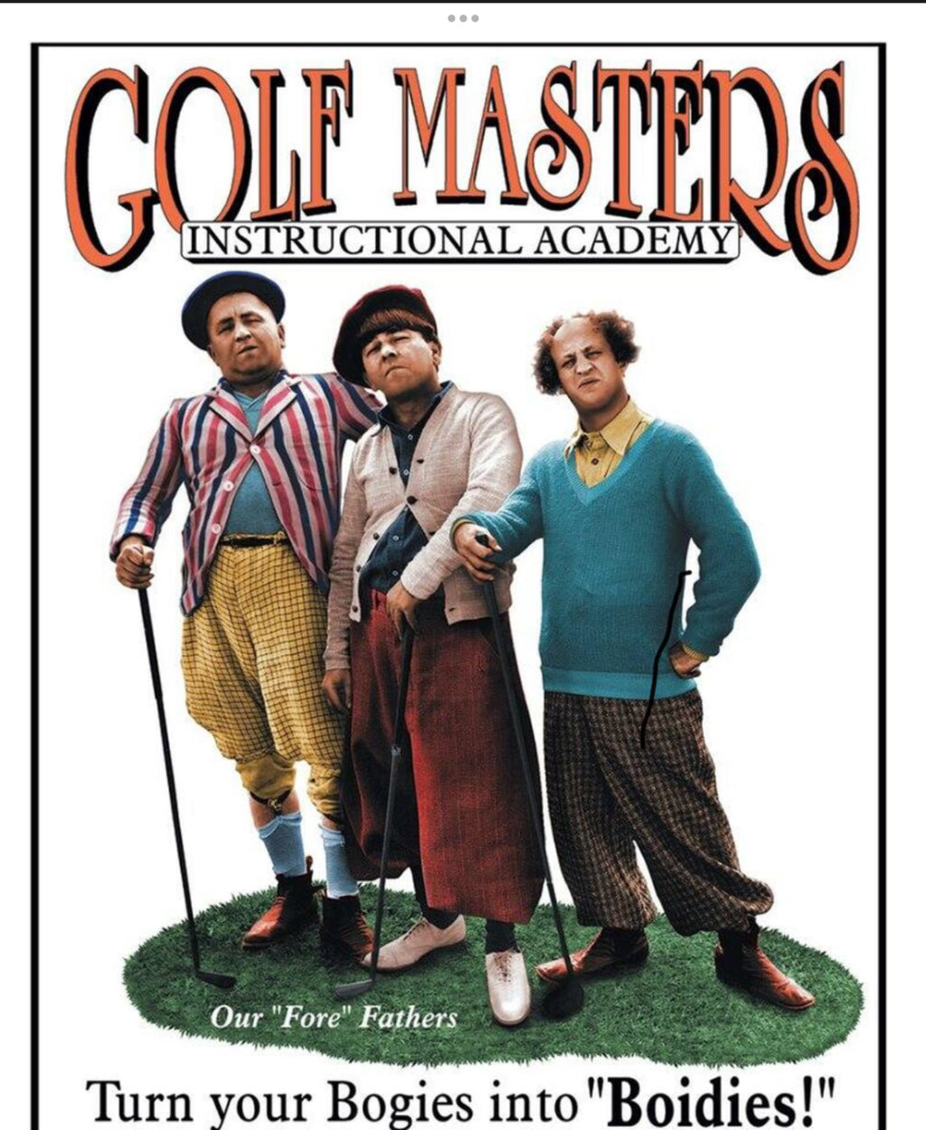 The Three Stooges Golf Masters Instructional Academy 12.5”x 16” Aluminum Sign