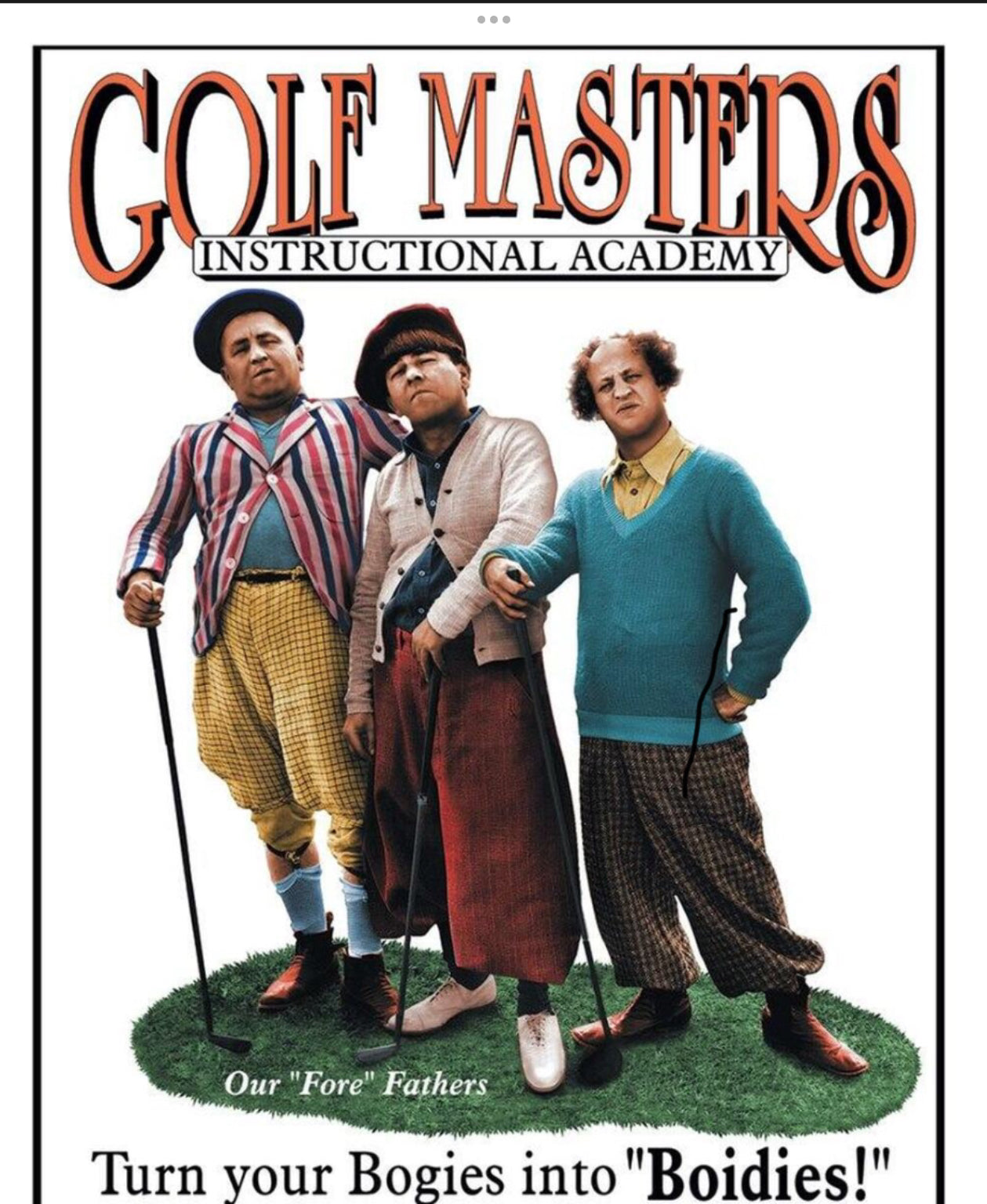 The Three Stooges Golf Masters Instructional Academy 12.5”x 16” Aluminum Sign