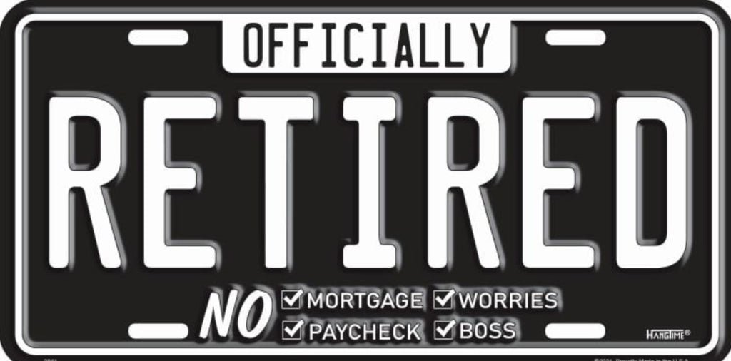 Officially Retired 12"x6" Embossed Aluminum License Plate