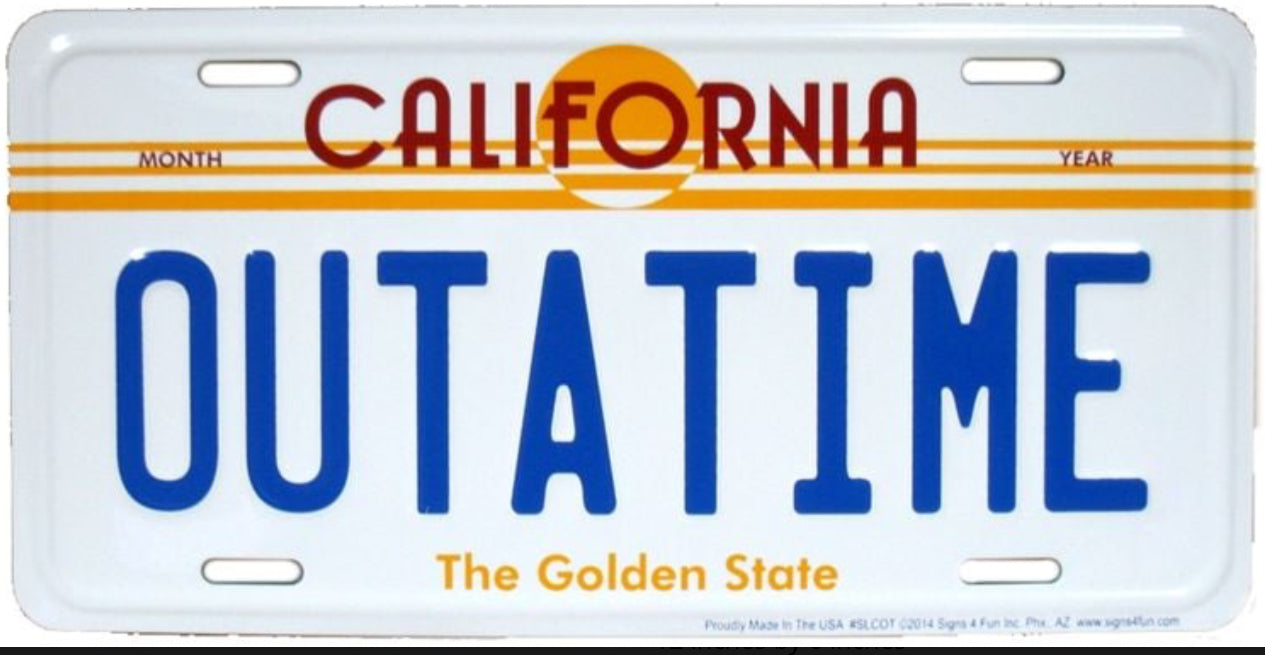 Back To The Future Theme 12"x6" Embossed Aluminum License Plate.