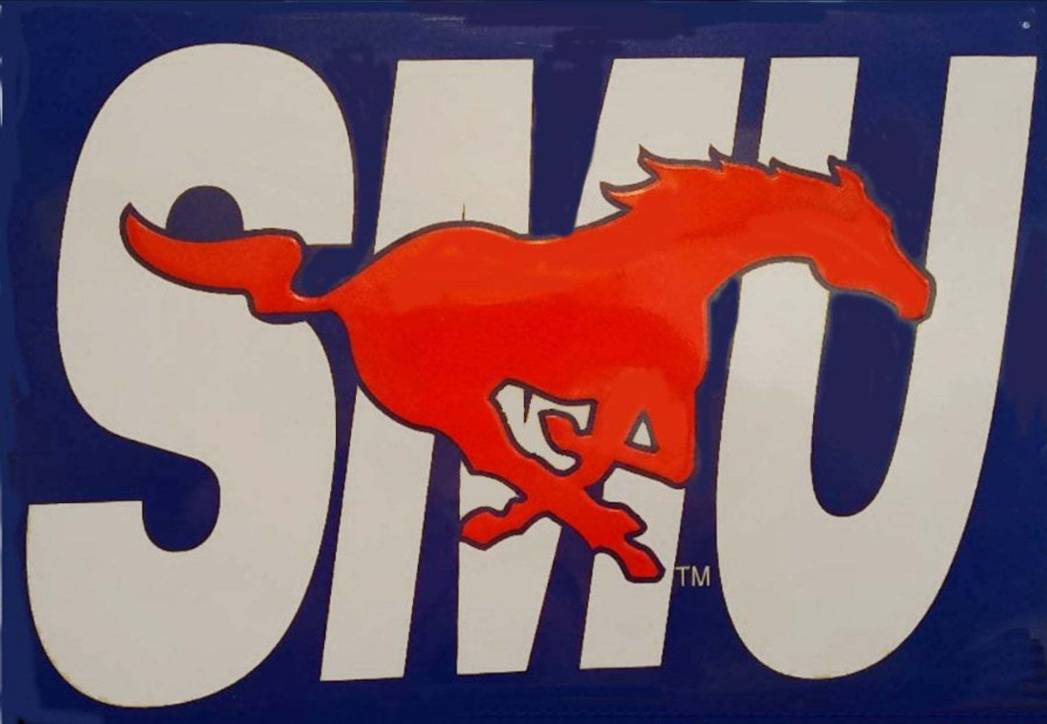 Southern Methodist University Mustangs on a 12.5”x 16” Aluminum Sign