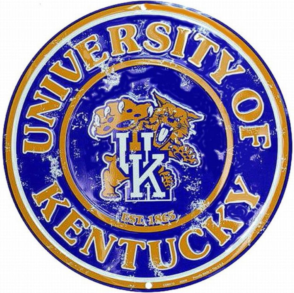 University of Kentucky Wildcats 12” Round Aluminum Sign.An Officially Licensed Product.