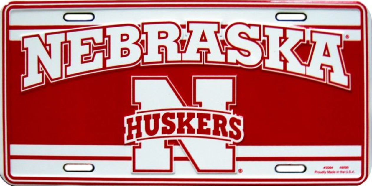 University of Nebraska Cornhuskers 12”x6” Embossed Aluminum License Plate